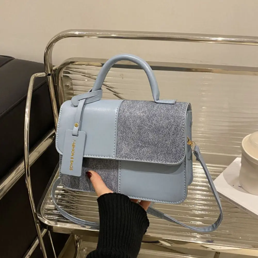 Fashion Color Blocking Women Shoulder Bag Portable Korean Style Mini Travel Bag PU Large Capacity Small Square Bag Student image 2