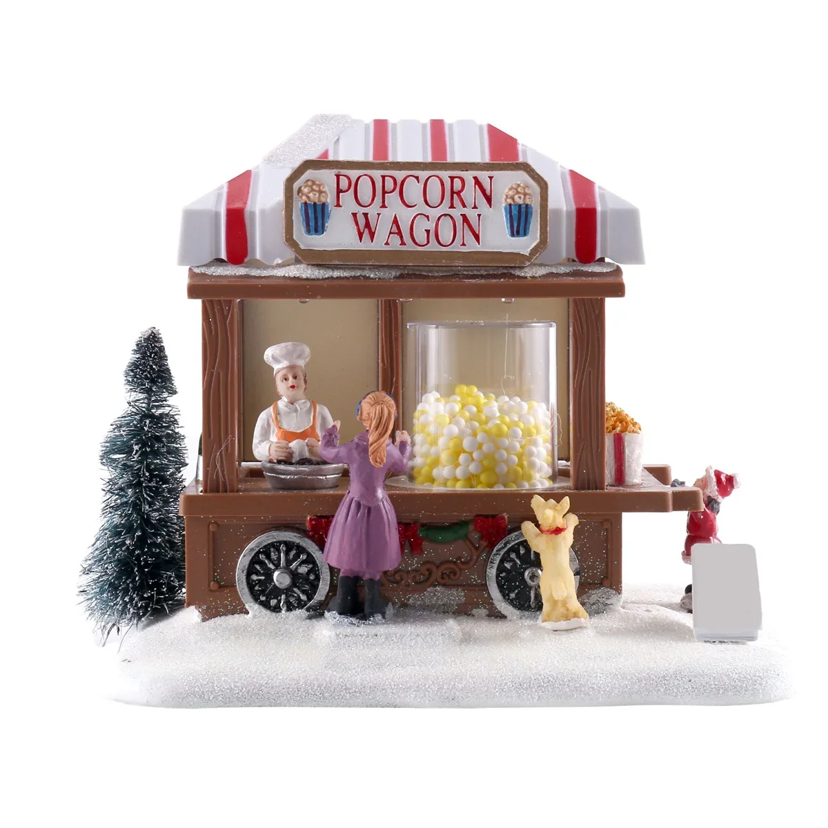 LED Christmas Scene Village House Ornaments Decorations Building for Party Office Desktop Xmas Decoration Music Popcorn House