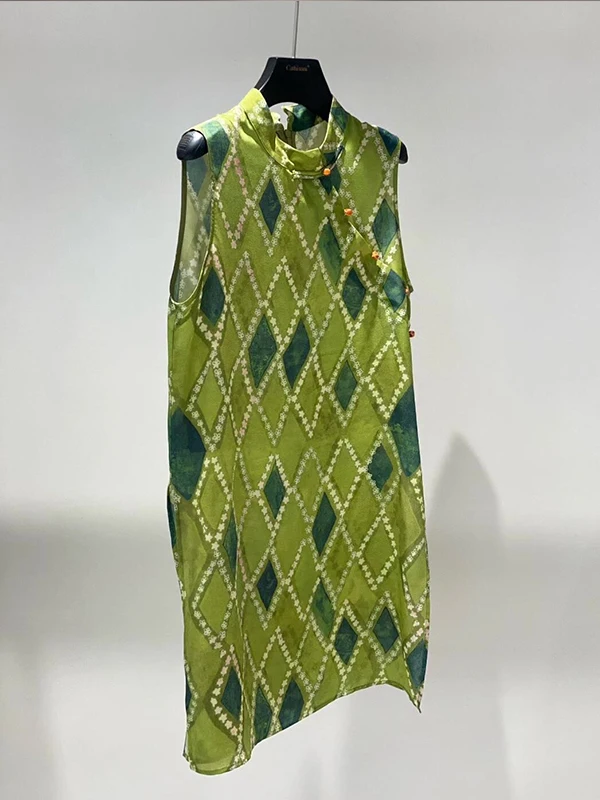 

Green New Chinese Style Lightweight Luxury Sleeveless Vest Versatile Old Money Style Summer Fashionable Top Women's Clothing