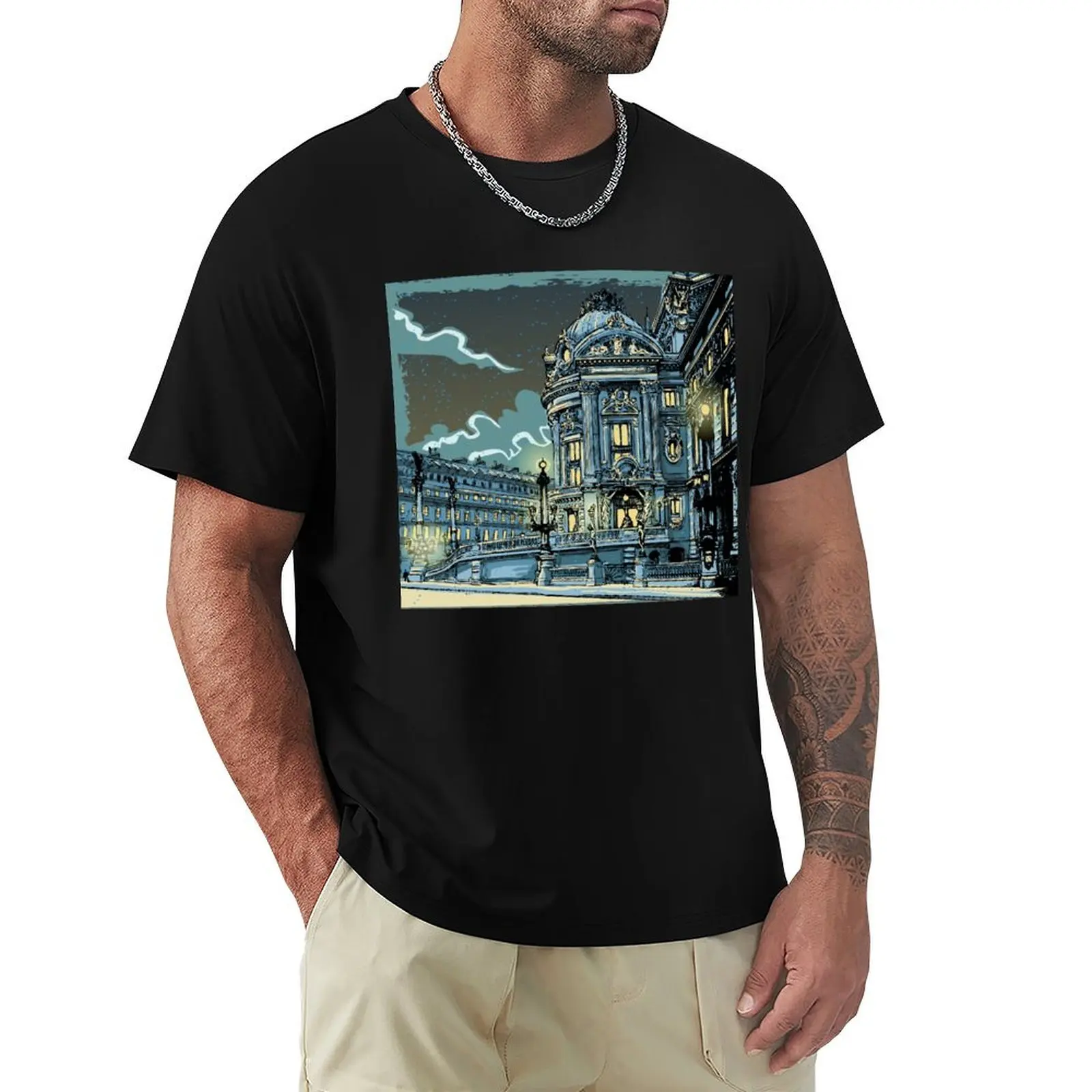 

Opéra de Paris at Night T-Shirt Industrial Work Tee Shirt