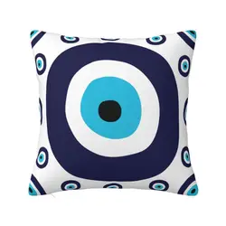 Granatowy i Aqua Nazar Evil Eye wzór talizman Nordic poszewka na poduszkę do domu dekoracyjny Amulet Boho poduszka podróżna