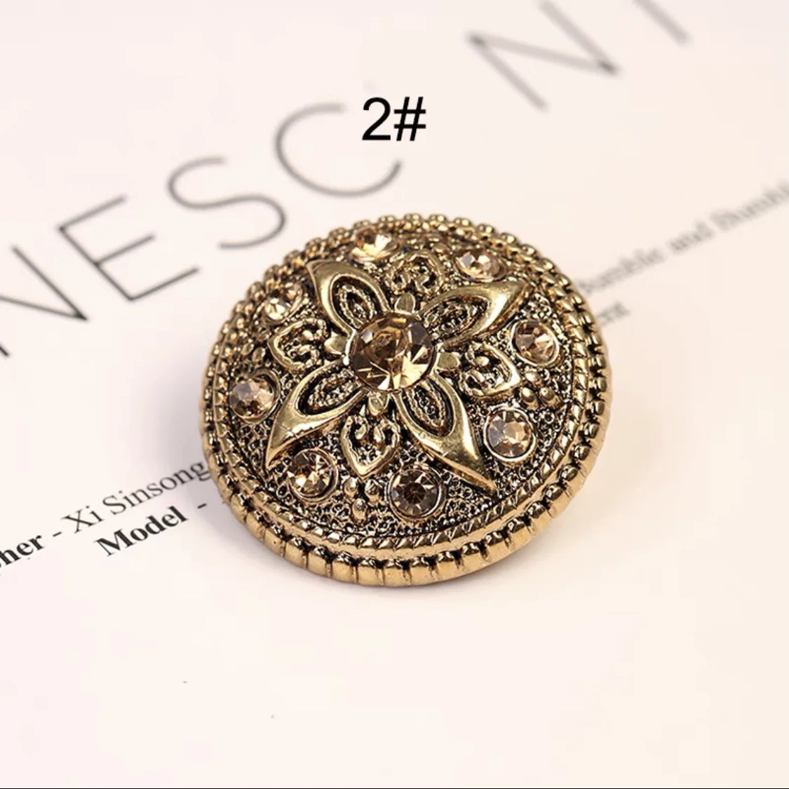 Fashion Plastic Yellow Rhinestone Button Vintage Ladies Knitwear Suit Coat DIY 6PCS/Lot Decorative Round Buttons