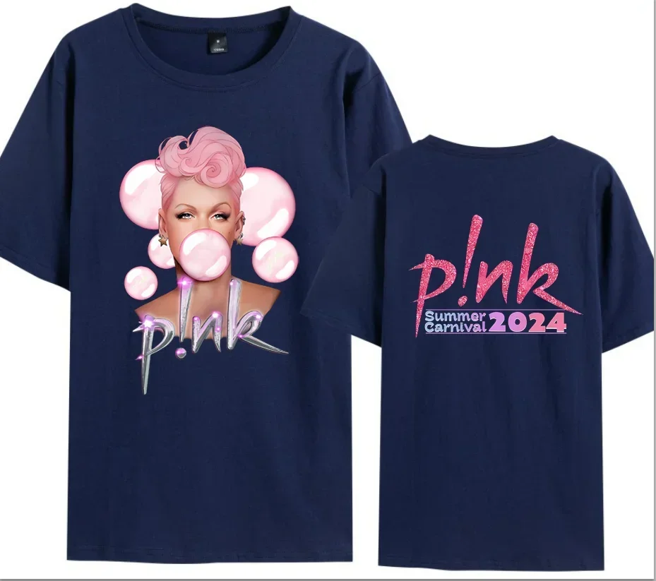 ผ้าฝ้าย 100% P!nk สีชมพูนักร้องฤดูร้อน Carnival 2024 ทัวร์เสื้อยืดพัดลมคนรักเสื้อเพลงทัวร์เสื้อ Trustfall อัลบั้มคอนเสิร์ต Tops