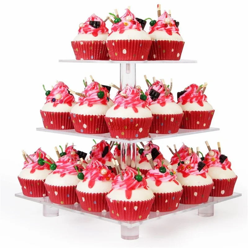 3/4/5 Tier Acrylic Wedding Cake Stand Crystal Cup Cake Display Shelf Cupcake Holder Plate Birthday Party Decoration Stands