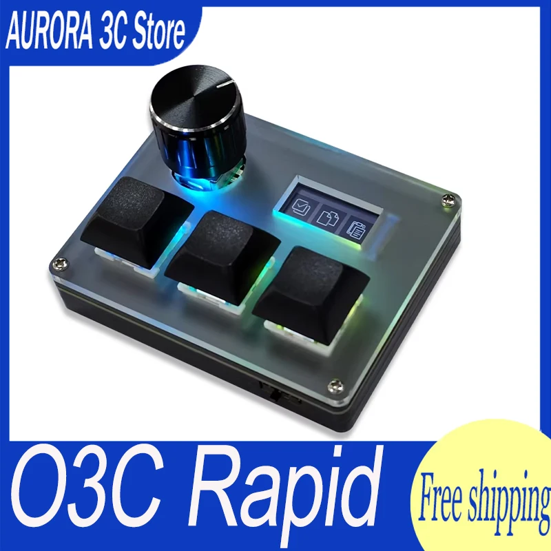 O3C Rapid Trigger Mechanical Hotswap Macropad Macro OSU Custom 3 Keys Knob Mini USB RGB Keyboard Programming Gaming Keypad