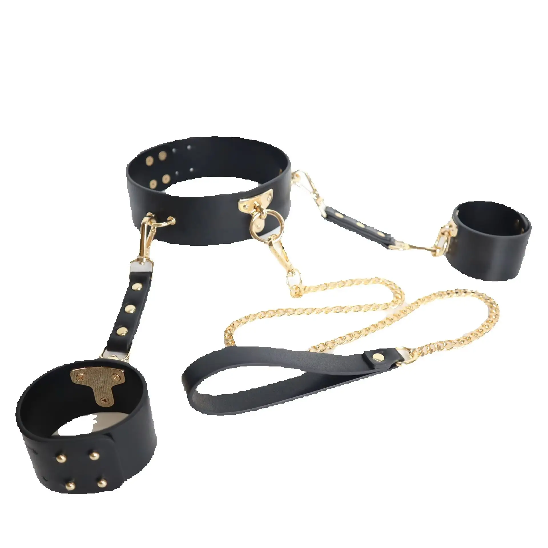 KAKA SM collar handcuffs leather bondage couple femdom props adult bondage coll…