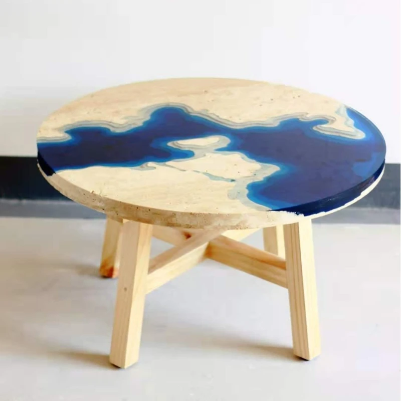 

Travertine river table, coffee table side table, creative living room for home use,apartment light luxury Italian tea table