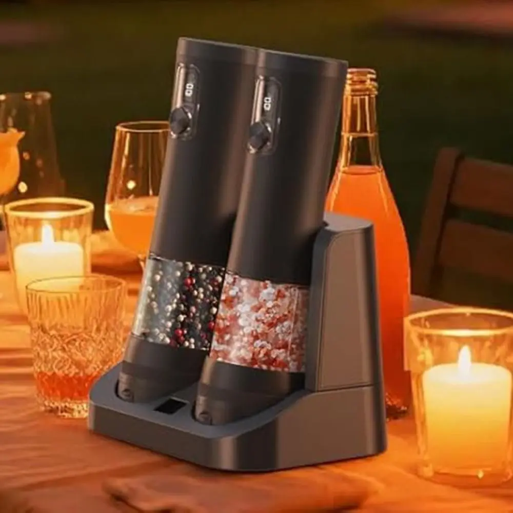 

USB Rechargeable Electric Pepper Salt Grinder Set Adjustable Coarseness Effort-saving Automatic Pepper Salt Grinder Refillable