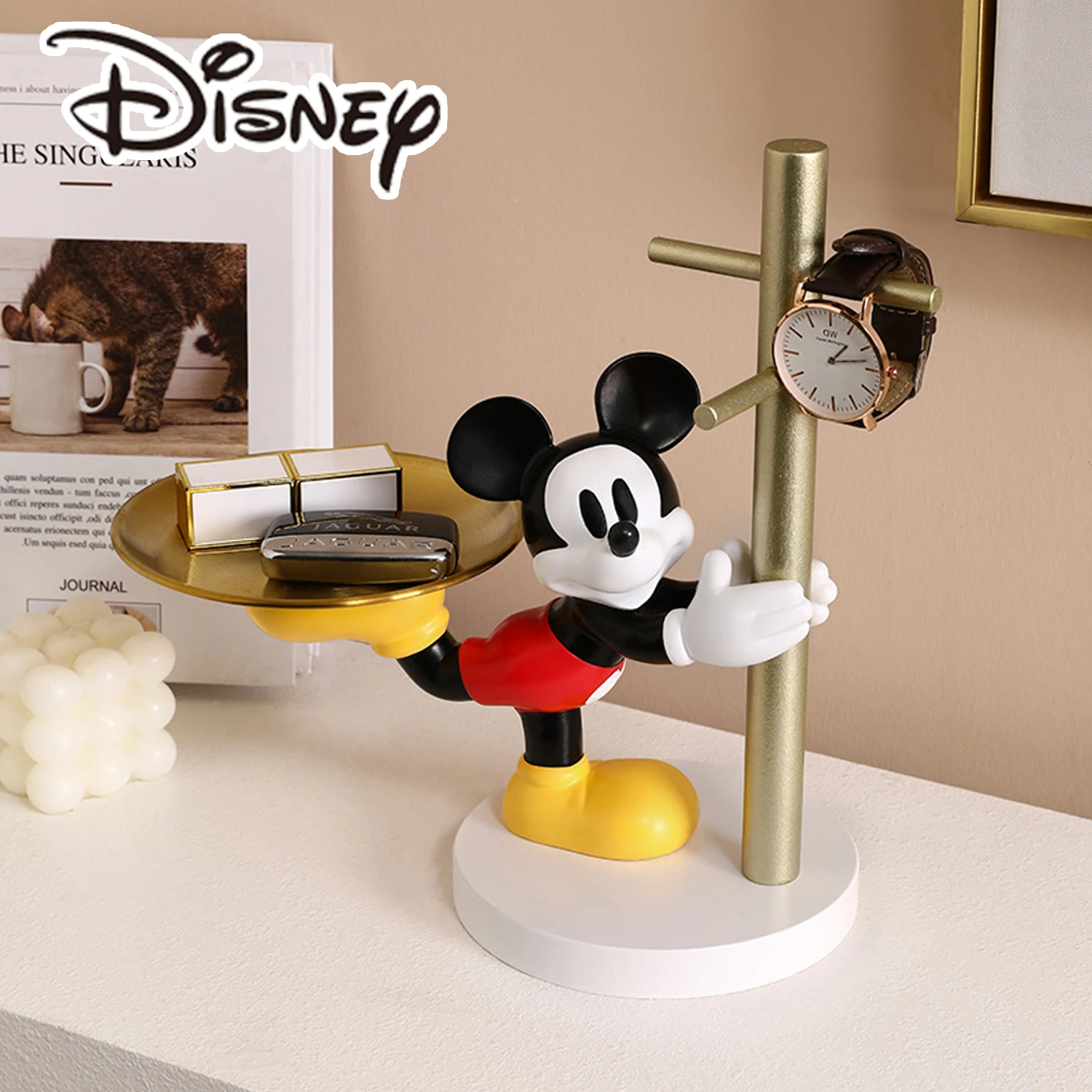 27cm Disney Cute Mickey Mouse Foyer Storage Figure Anime Living Room Tray Decorations Model Collection Figurine Ornament Gifts