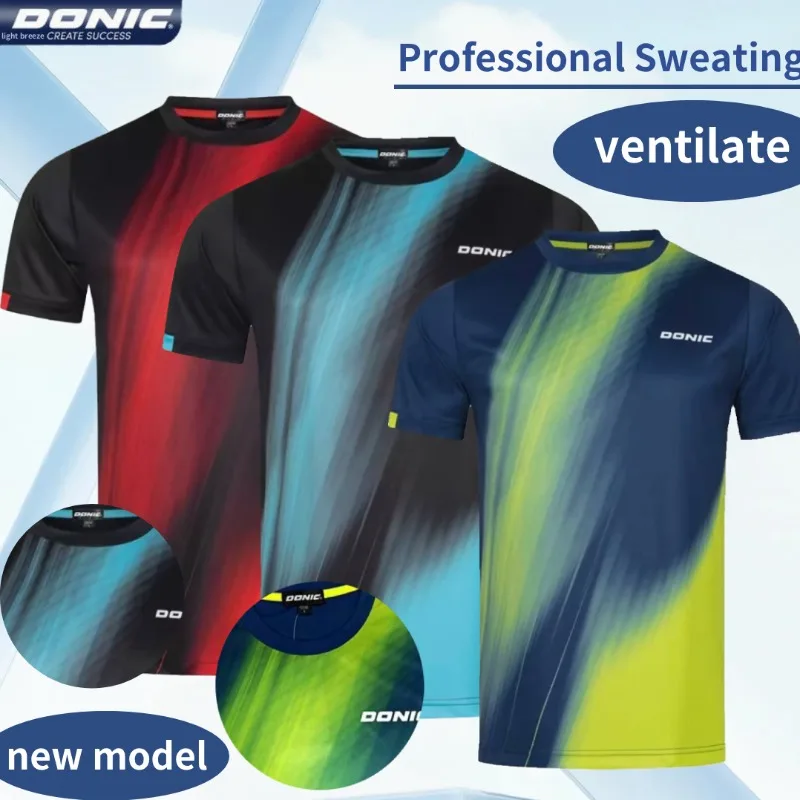

DONIC table tennis jersey breathable quick drying short sleeved T-shirt men's and women's badminton training suit 83256