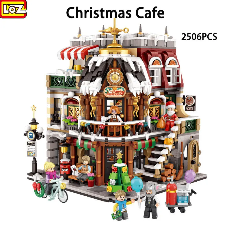 

LOZ Building Block Creative 3D Christmas Cafe Domestic Street View Building Assembly Decoration Mode Children's Toys Girl Gift
