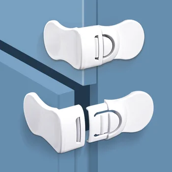 1/3/4 יחידות מנעול למגירת בטיחות לתינוקות נגד חורים במגירת ארון מנעול פלסטיק לבן עם אבזם בטיחות לילדים