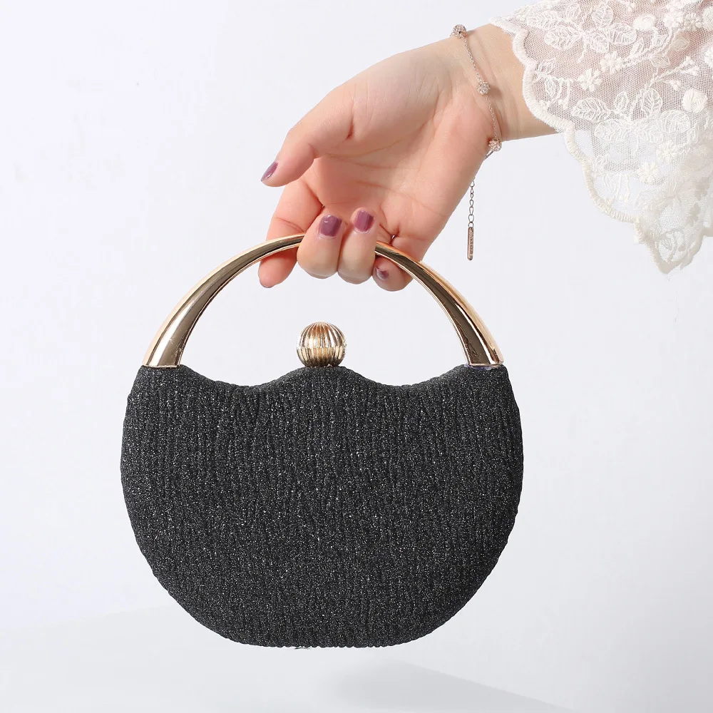 Women\'s Round Bag 2023 Luxury Designer Handbag Silver Purse Top Handle Circle Bag Evening Clutch Ladies Elegant Shoulder Bags