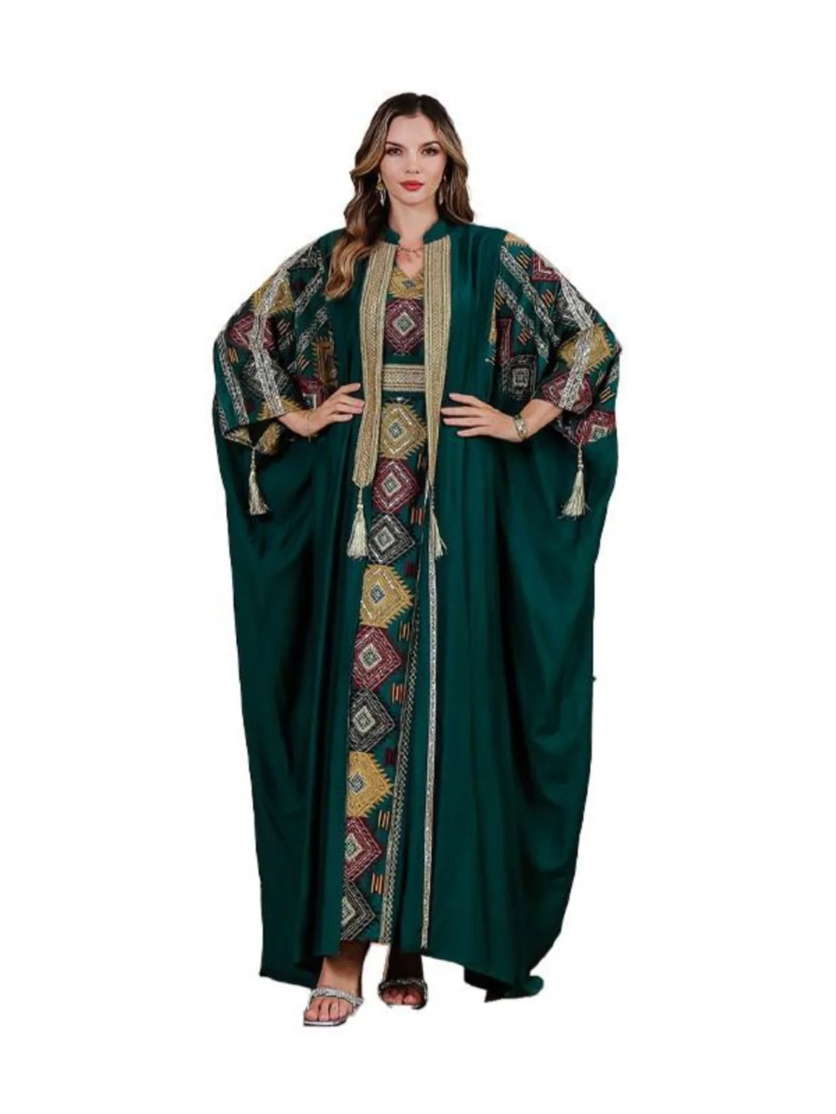 Abito lungo ricamato musulmano del Medio Oriente da sera di lusso Dr in due pezzi Dr Set per donna Costume tradizionale cinese Ele