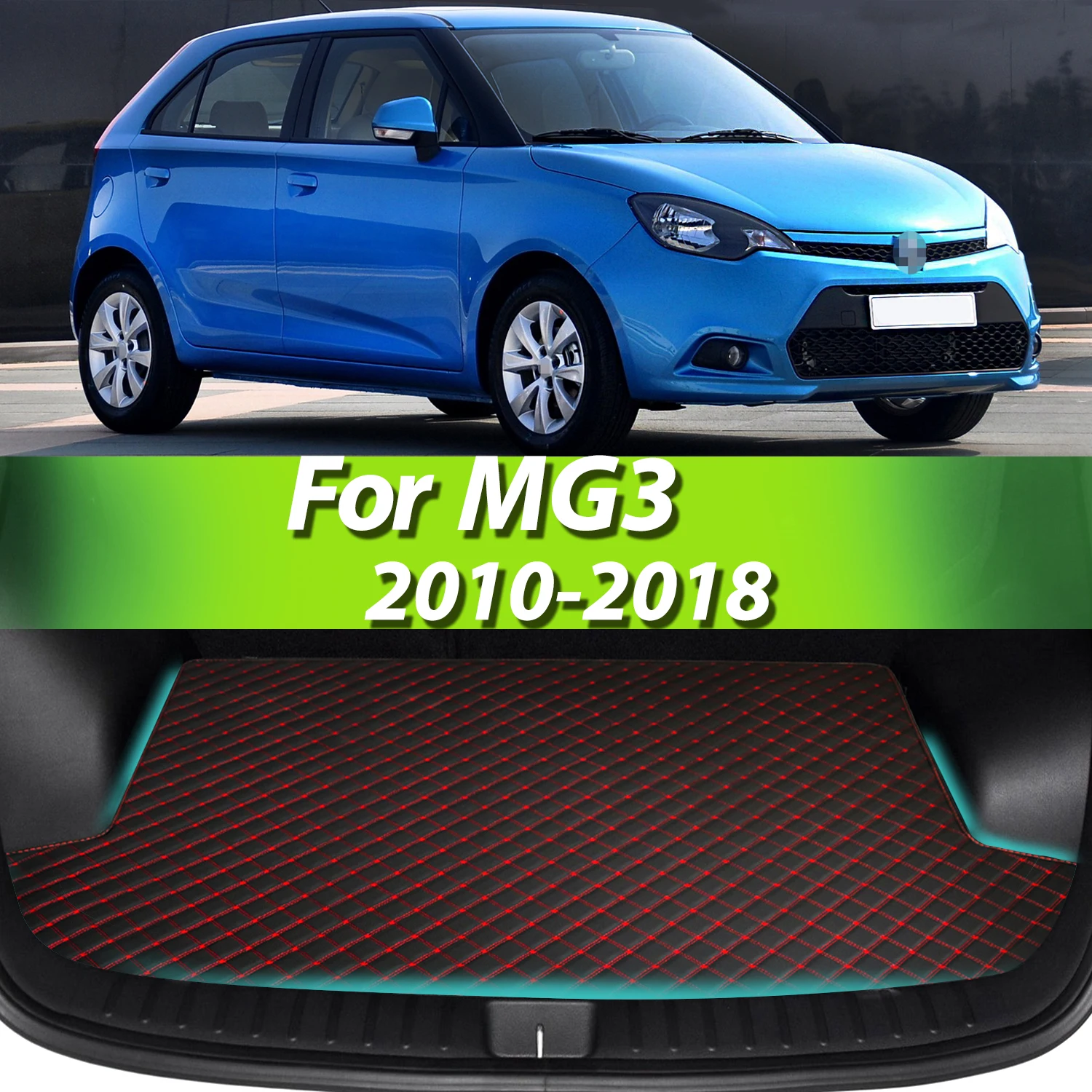 

For MG3 2010-2018 Artificial Leather Car Trunk Mat Rear Trunk Cargo Protective Mat Car Interior Accessories