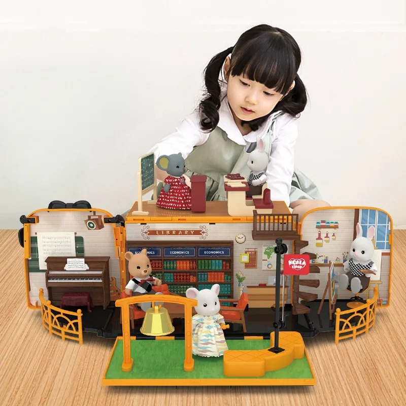 

Pretend Toys Doll house accessories and furniture kids toys miniature items Simulated ambulance School Bus RV Creative gift