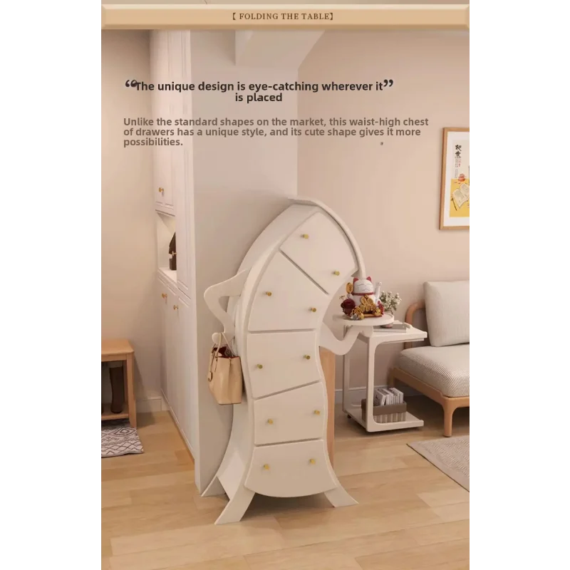 Solid Wood Fork Waist Chest of Drawers Living Room Bedroom Storage Cabinet Robot Light Luxury Modern Locker Crooked Cabinet