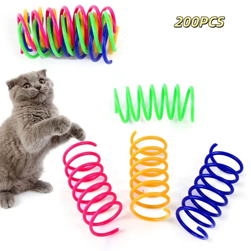 4/200 Stück interaktive bunte Spiralfedern für Kätzchen, Katzenspielzeug für Kätzchen und Katzen, Haustierprodukte