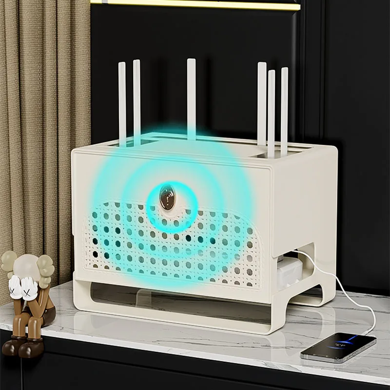ルーター収納ボックス WiFiルーターカバー デスクトップ整理 電源タップ ケーブル収納ラック 家庭用 リビングルーム オフィス 隠蔽ラック