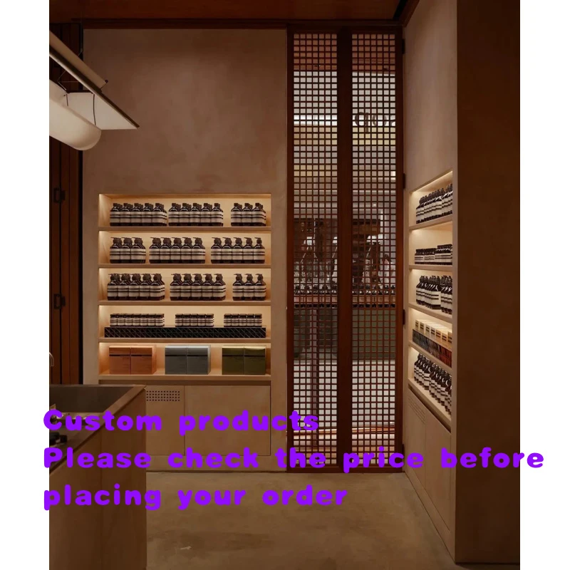 

custom.High-End Custom Cosmetic Display Stand with LED Lighting Mirror and Light Box Makeup Shop Interior Design