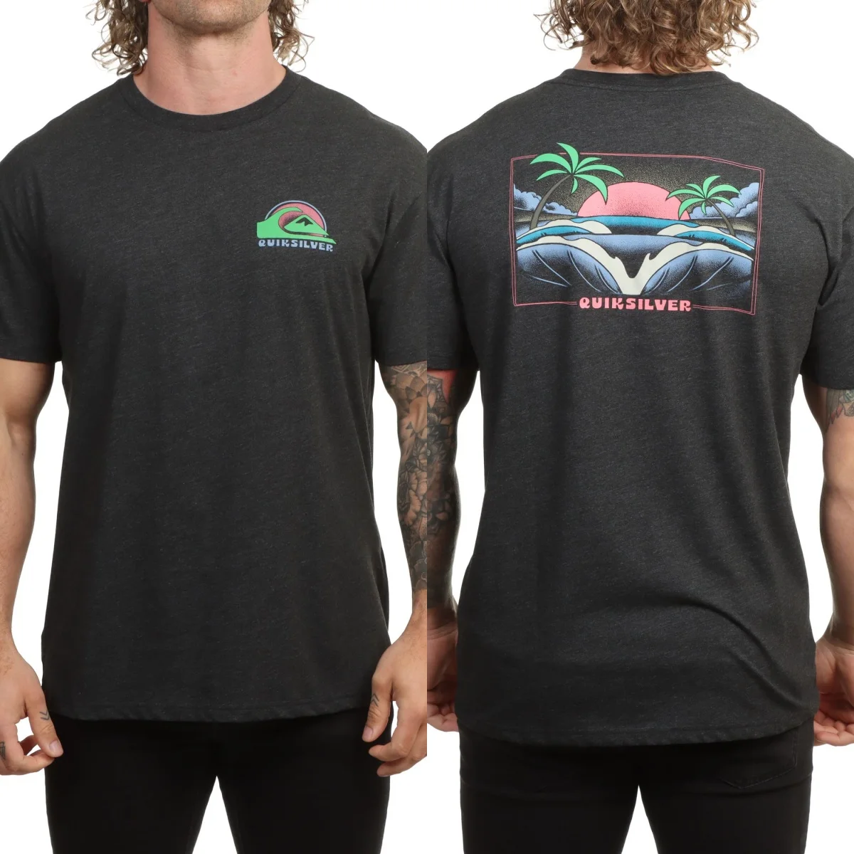 Sommer Neuheit: Quik Surfing Silber-Grafik Baumwoll-T-Shirt, Unisex Kurzarm-Mode-Marken-Shirt, Luxuriöses Casual Vintage T-Shirt – Detail 6