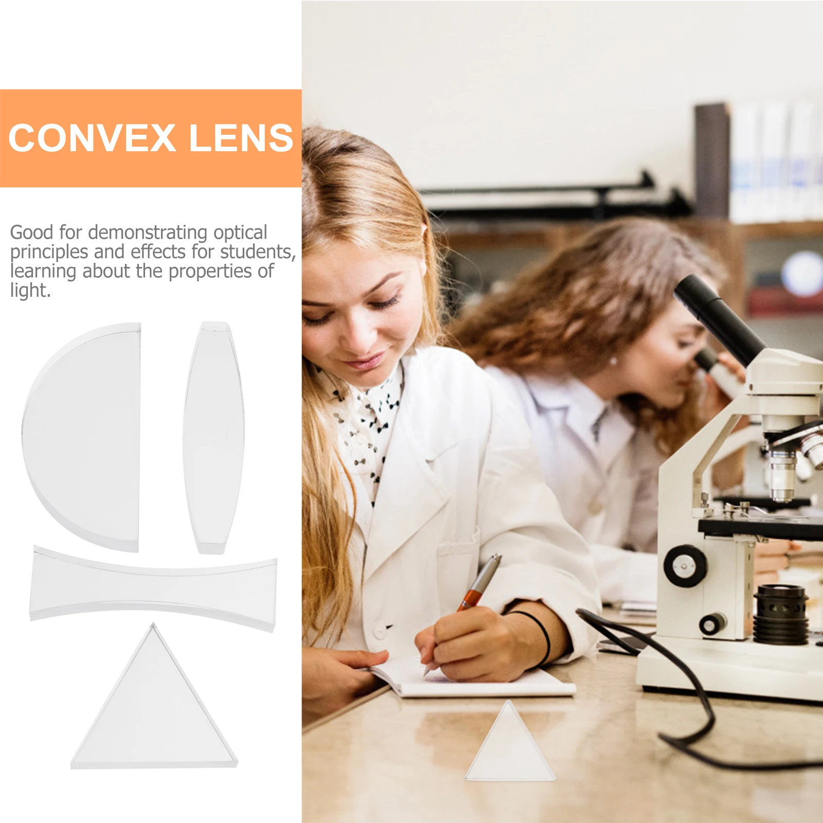 

5 Pcs Lens Set Optics Kits Convex Optical Experiment Prism Concave Mirror Physical White Small Window for Teaching Work
