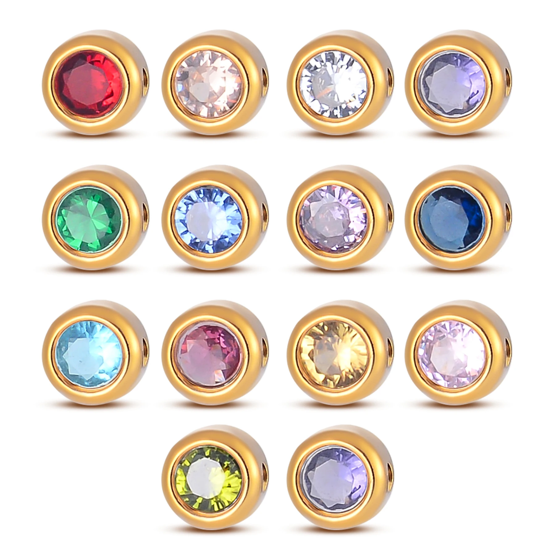 5 قطعة 6 مللي متر الفولاذ المقاوم للصدأ متعددة الألوان الزركون الخرز سحر قلادة للنساء DIY بها بنفسك مجوهرات قلادة سوار القرط الملحقات #6