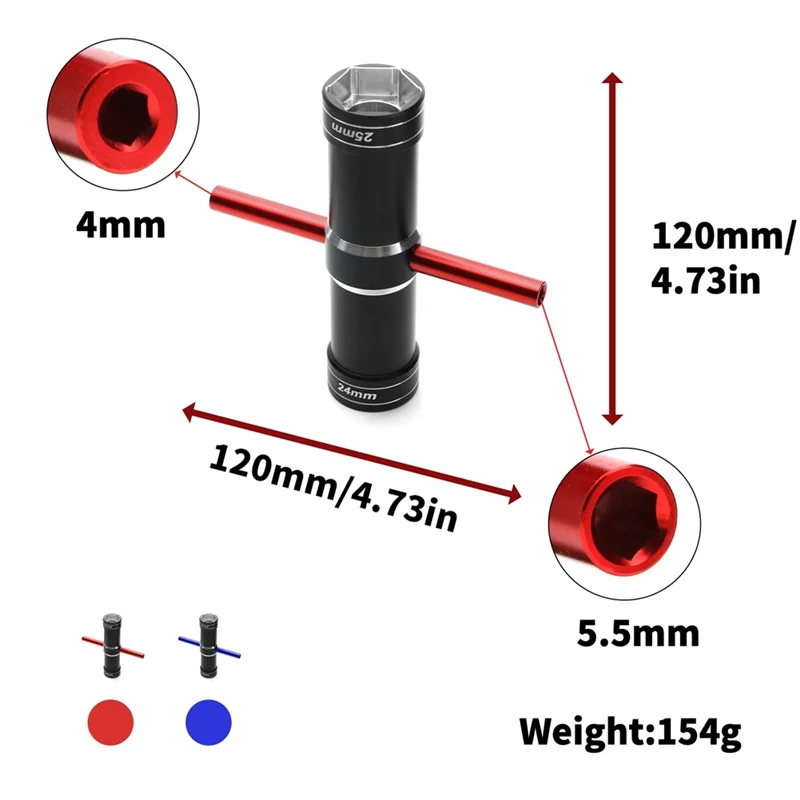

CYGJ-Metal Tools 4.0Mm 5.5Mm 24Mm 25Mm Cross Wheel Hubs Wrench Hex Hexagonal Sleeve For Arrma 1/5 RC Car