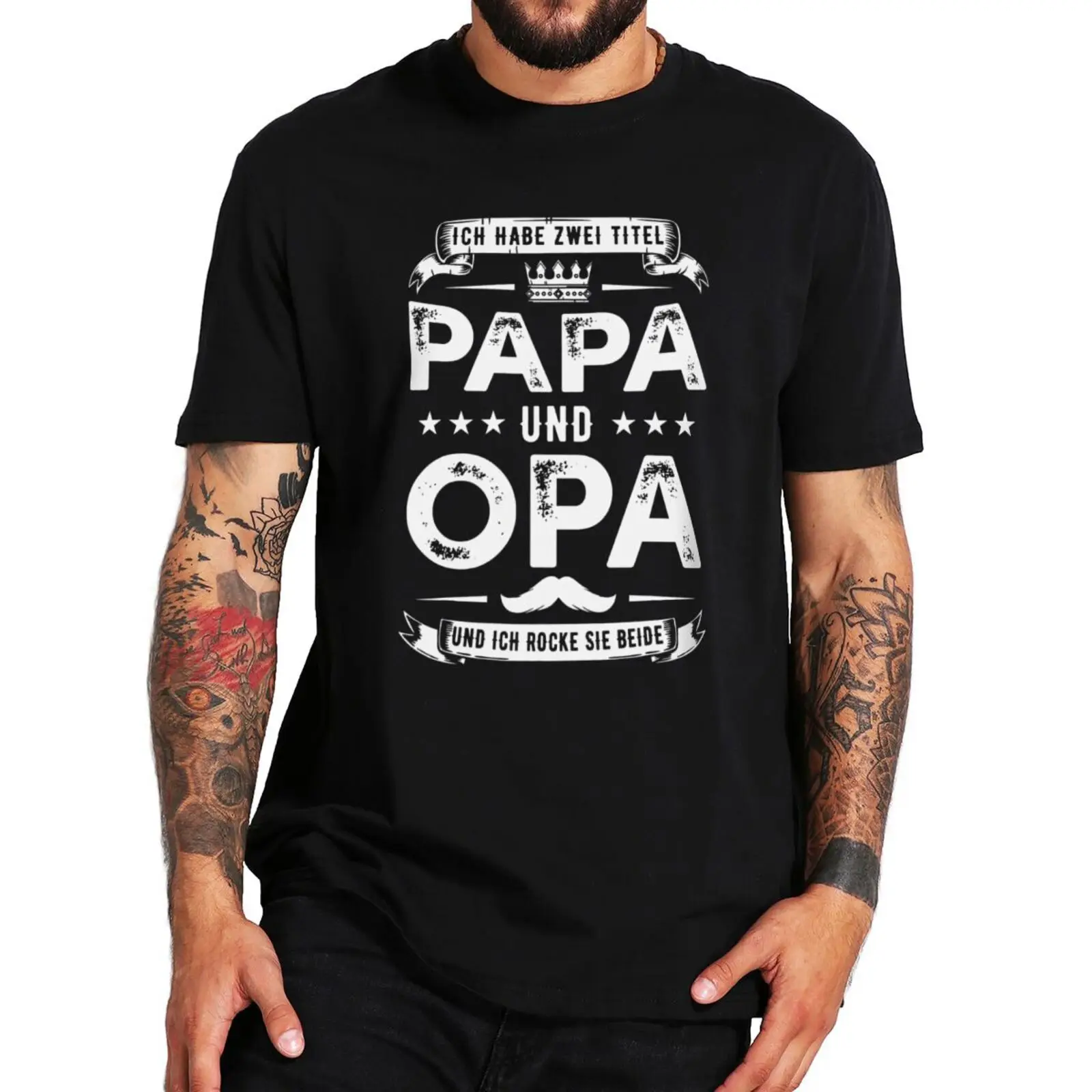 

Футболка Ich Habe Zwei Titel Papa Und Opa, забавные подарки на день отца, Мужская одежда, летние хлопковые повседневные Мягкие футболки европейского размера