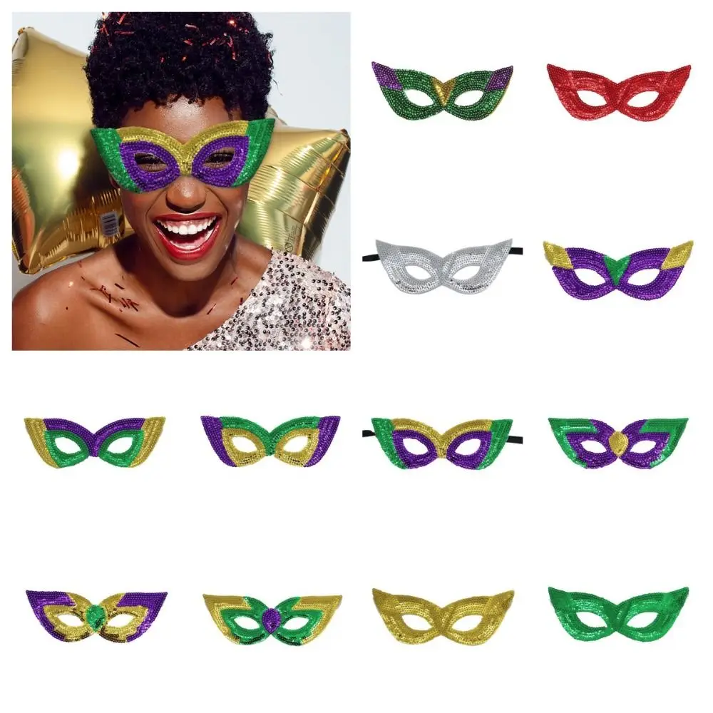 Party Supplies Sequins Mask Hollow Out Color-Matching Half Face Mask Makeup Glitter Bling Venice Masquerade Masks Costume