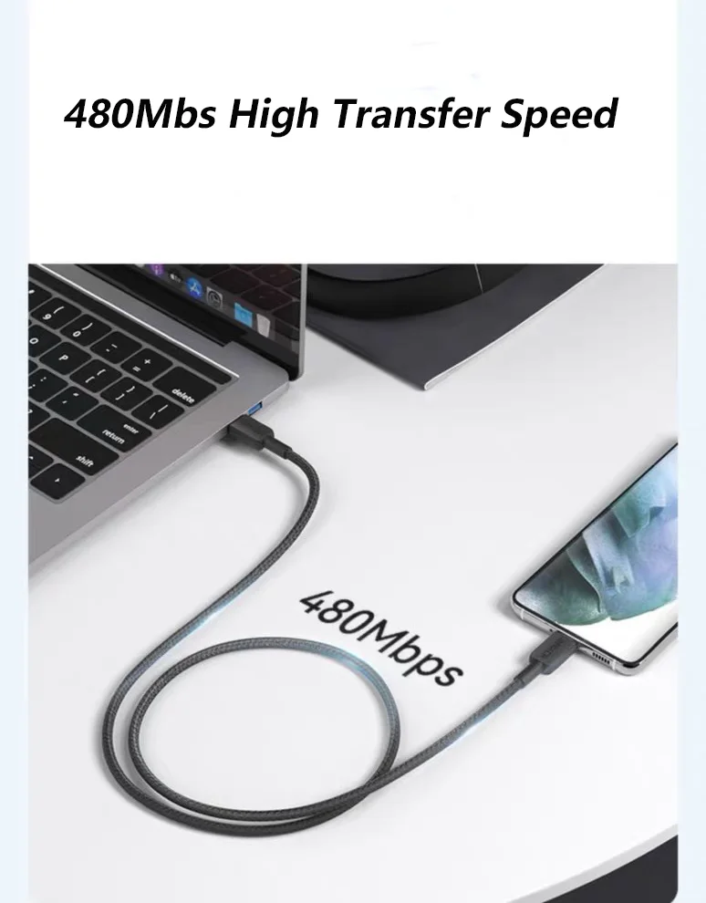 Anker 322 USB-C a USB-C Cable de carga máximo de 60 W Trenzado de 3 pies Compatible con USB-C Teléfonos Tabletas y portátiles