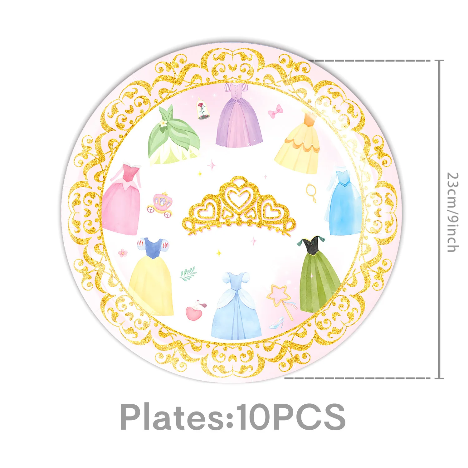 Prinzessin Kleid Mädchen Geburtstag Party Einweg Geschirr Pappbecher Teller Serviette Tischdecken Ballon Für Baby Showe Decor Liefert – Detail 4