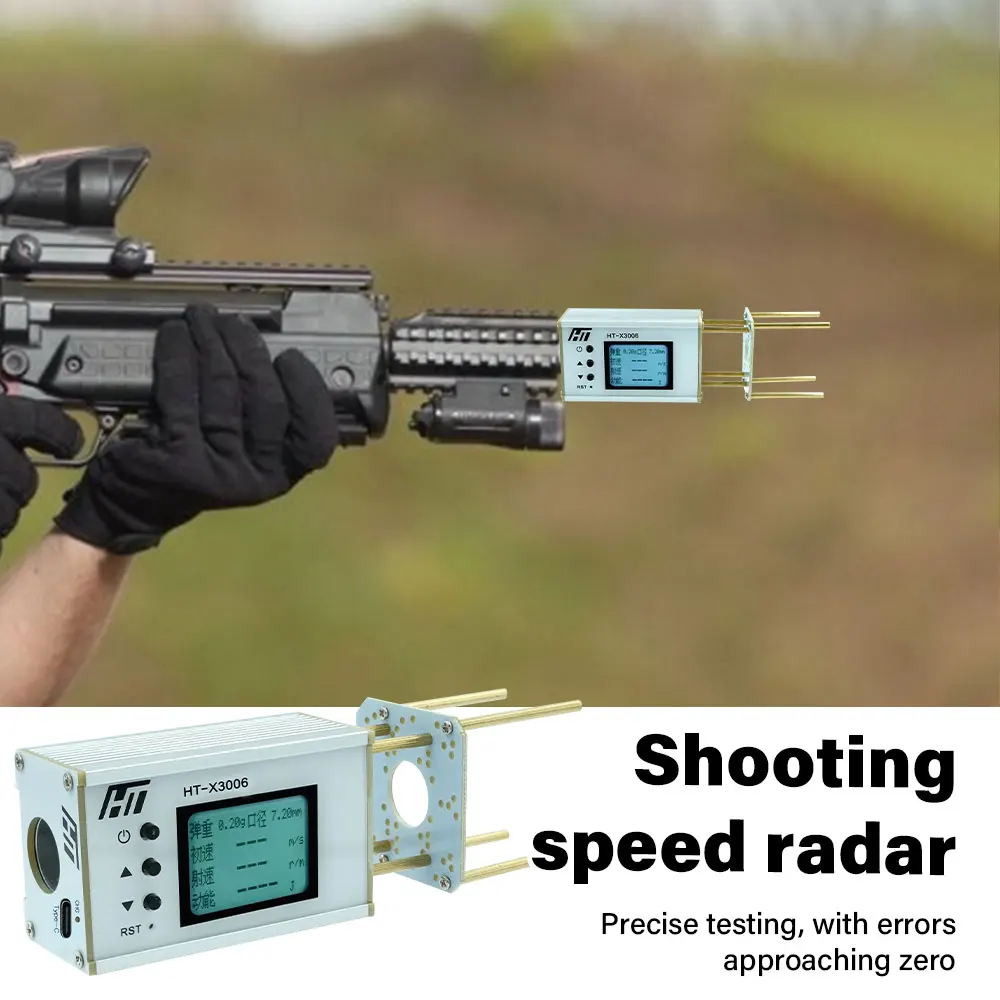 1-999 เมตร/วินาทีความเร็วเมตรสําหรับยิงความเร็วเมตร Ball Velocity Energy การวัดการถ่ายภาพ Chronograph Bullet เครื่องทดสอบความเร็ว HT-X3006