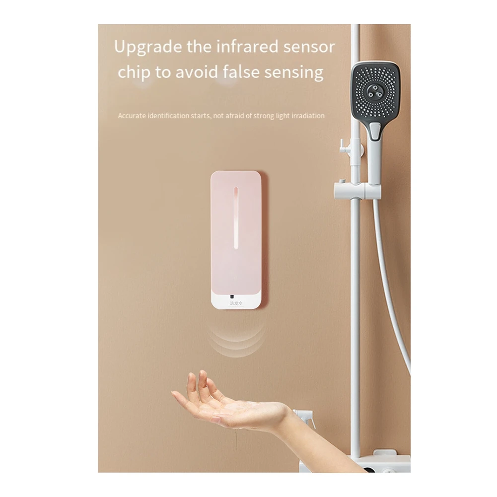 

YWDZ-300ML Rechargeable Smart Lnduction Mobile Phone Washing Soap Dispenser Home Wall-Mounted Soap Dispenser-Pink Easy Install