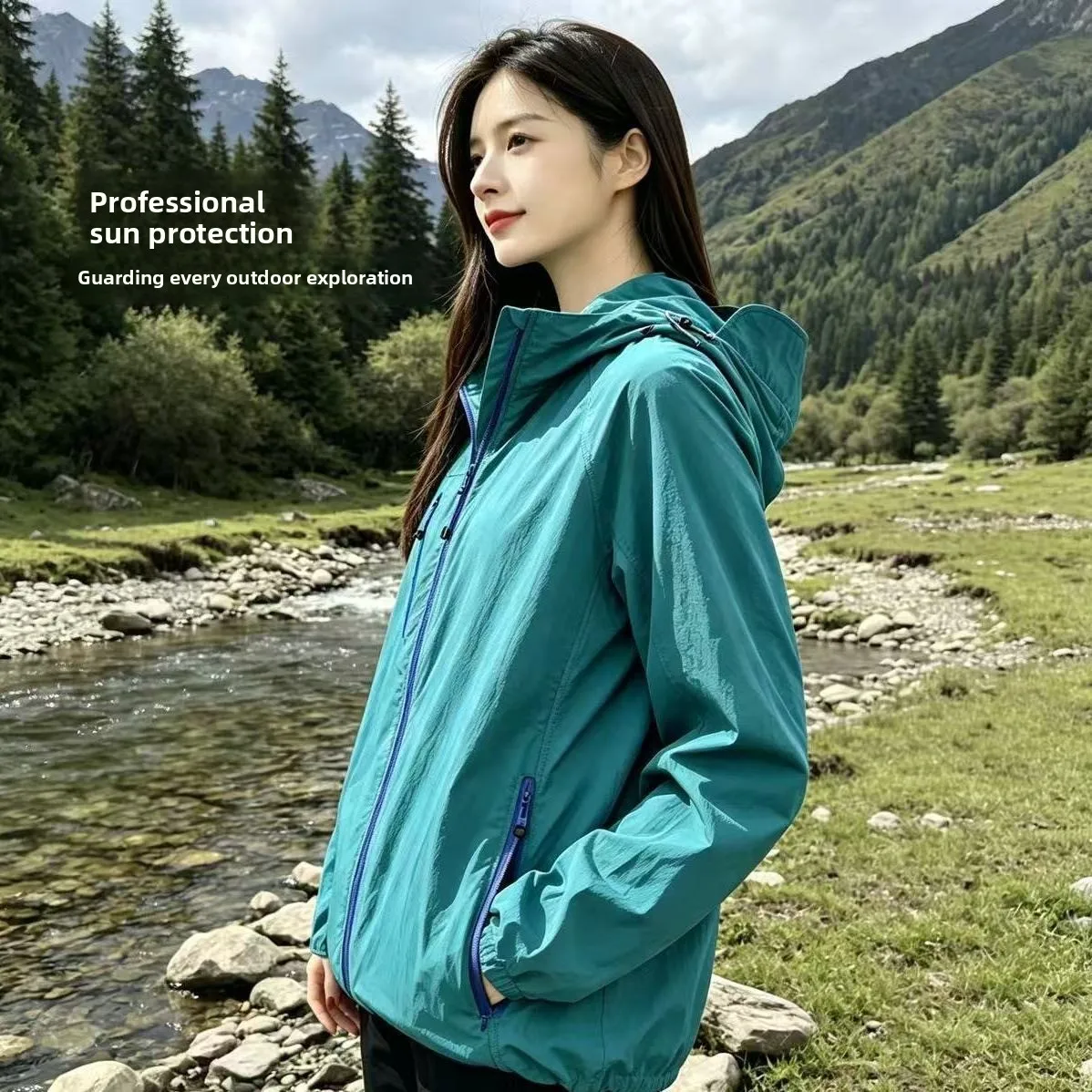 

UPF50+ Summer Outdoor Quick Dry Sun-Protective Thin Jacket Men Hiking Fishing Cycling Hooded Gym Sport Windbreaker Ultra Light