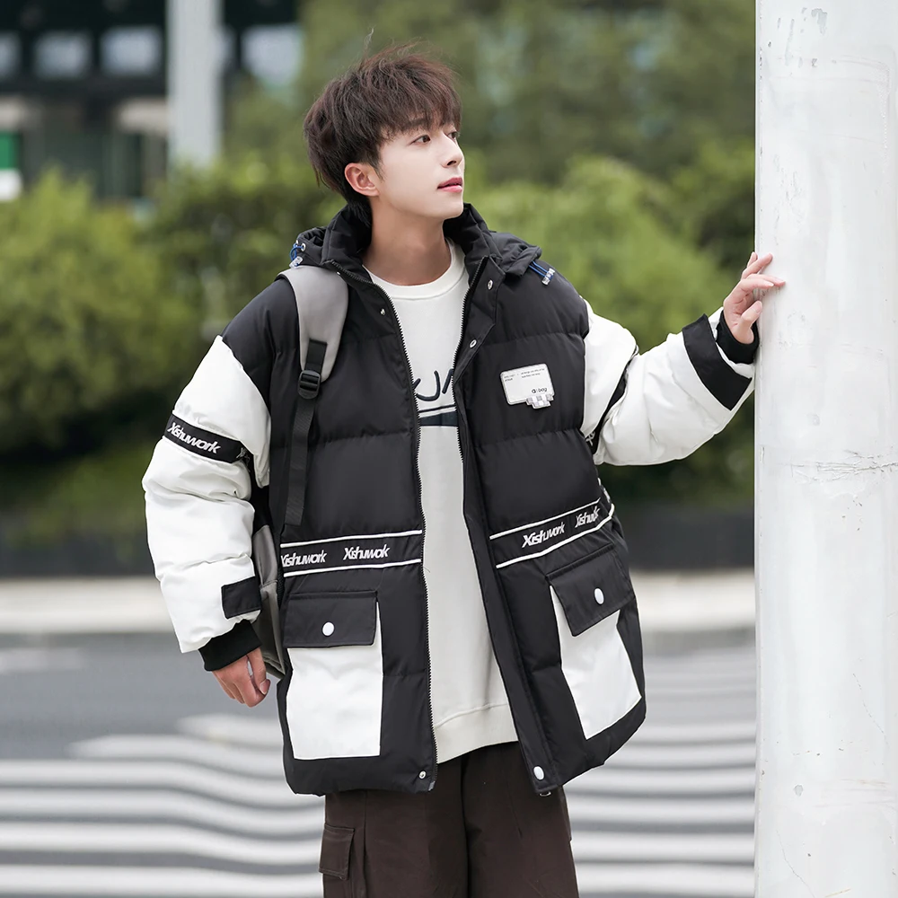 

Мужская зимняя утепленная теплая хлопковая куртка с капюшоном, молодежная модная хлопковая одежда, зимняя верхняя одежда, Cleanfit, на молнии