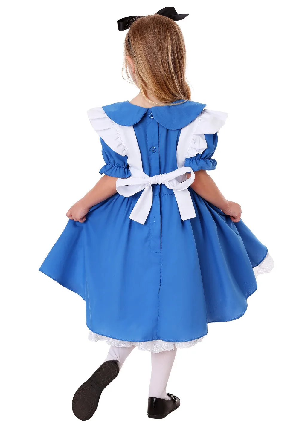 Alice au Pays des Merveilles Costume d'Halloween pour Enfants, Robe de Demoiselle d'Honneur Lolita, Costumes de Carnaval de Barrage Cosplay pour Bol, Bleu, ixpour Enfants