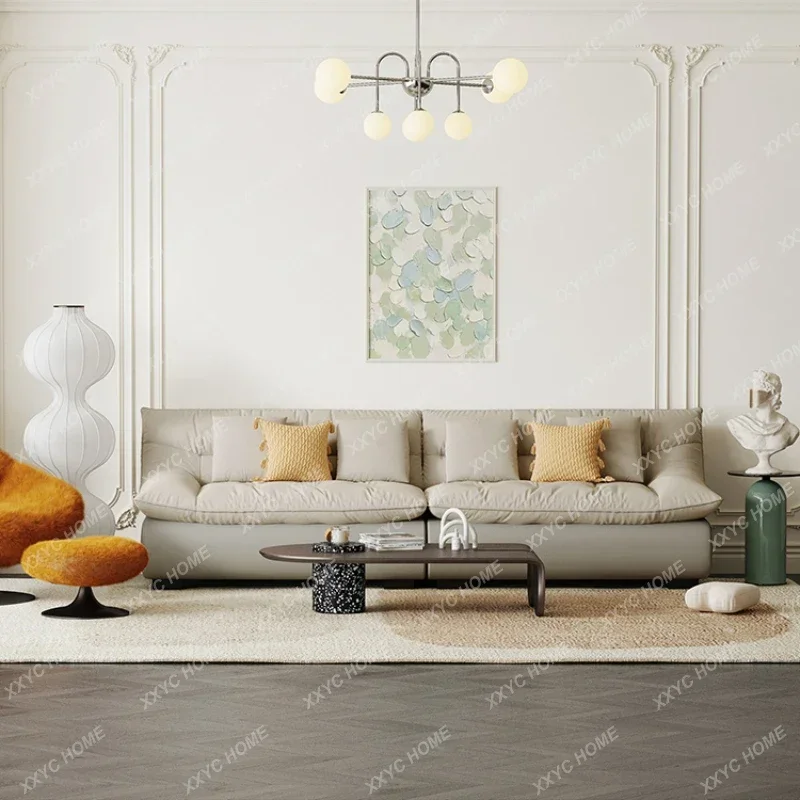 Modern krem rüzgar kum saç Net kırmızı oturma odası düz sıra tasarımcı bulut süt pazen dört koltuk