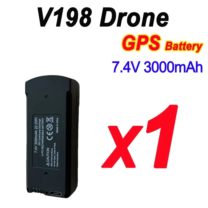 Original 7.4V 3000mAh V198 MAX PRO 8K Drone Battery For V198 GPS RC Quadcopter Spare Battery Accessories Parts