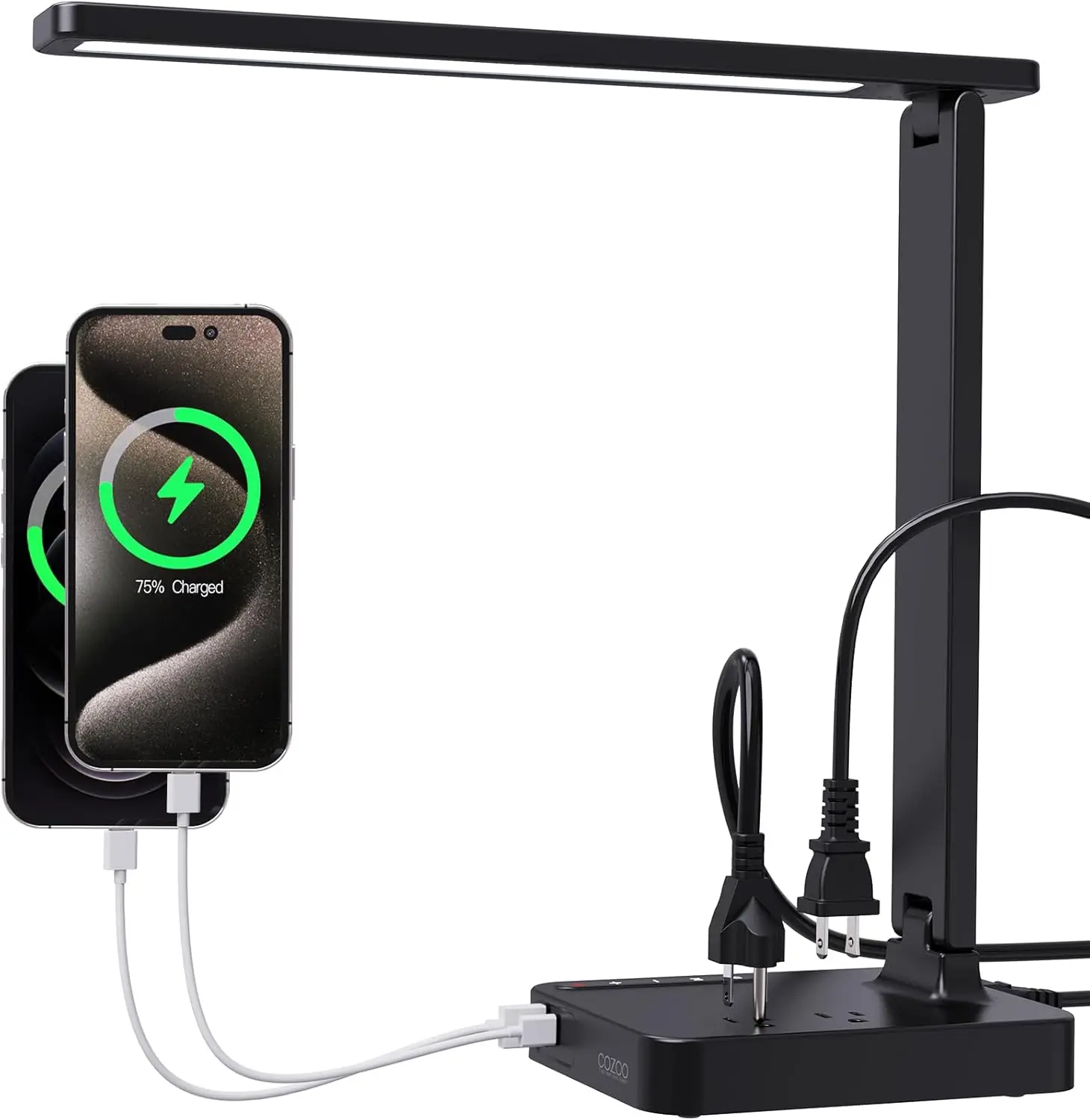 

Современная светодиодная настольная лампа с зарядкой USB/Type-C, розетками переменного тока, 3 режимами и регулировкой яркости, сенсорное управление для дома, офиса, общежития