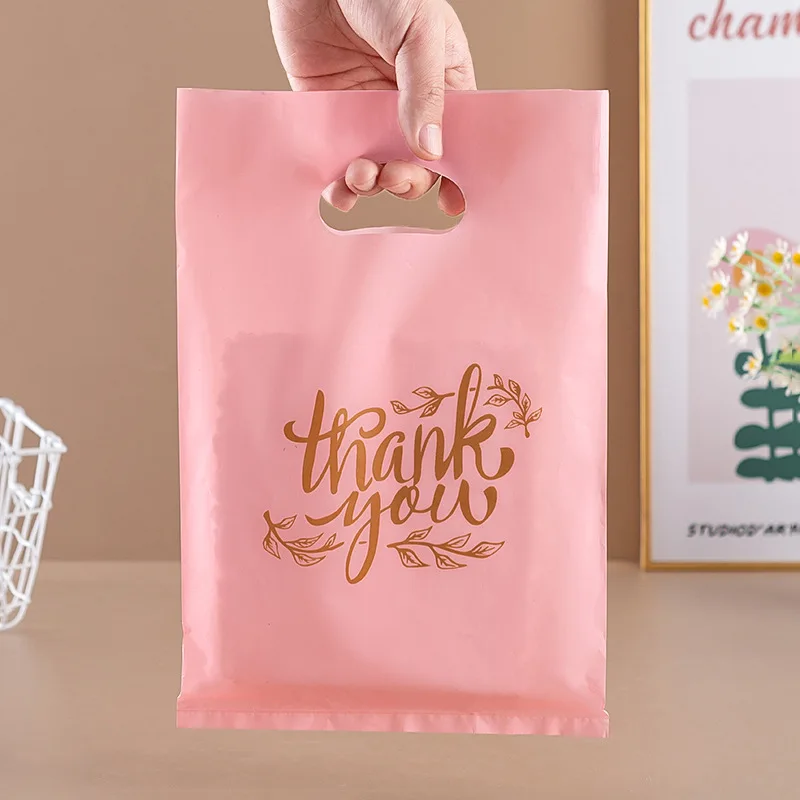 100/50/10 قطعة شكرا لك حقائب للهدايا الزفاف عيد ميلاد ضيف هدية التفاف أكياس متجر بلاستيكي الأعمال الصغيرة الحلوى المعجنات مخزن التعبئة والتغليف