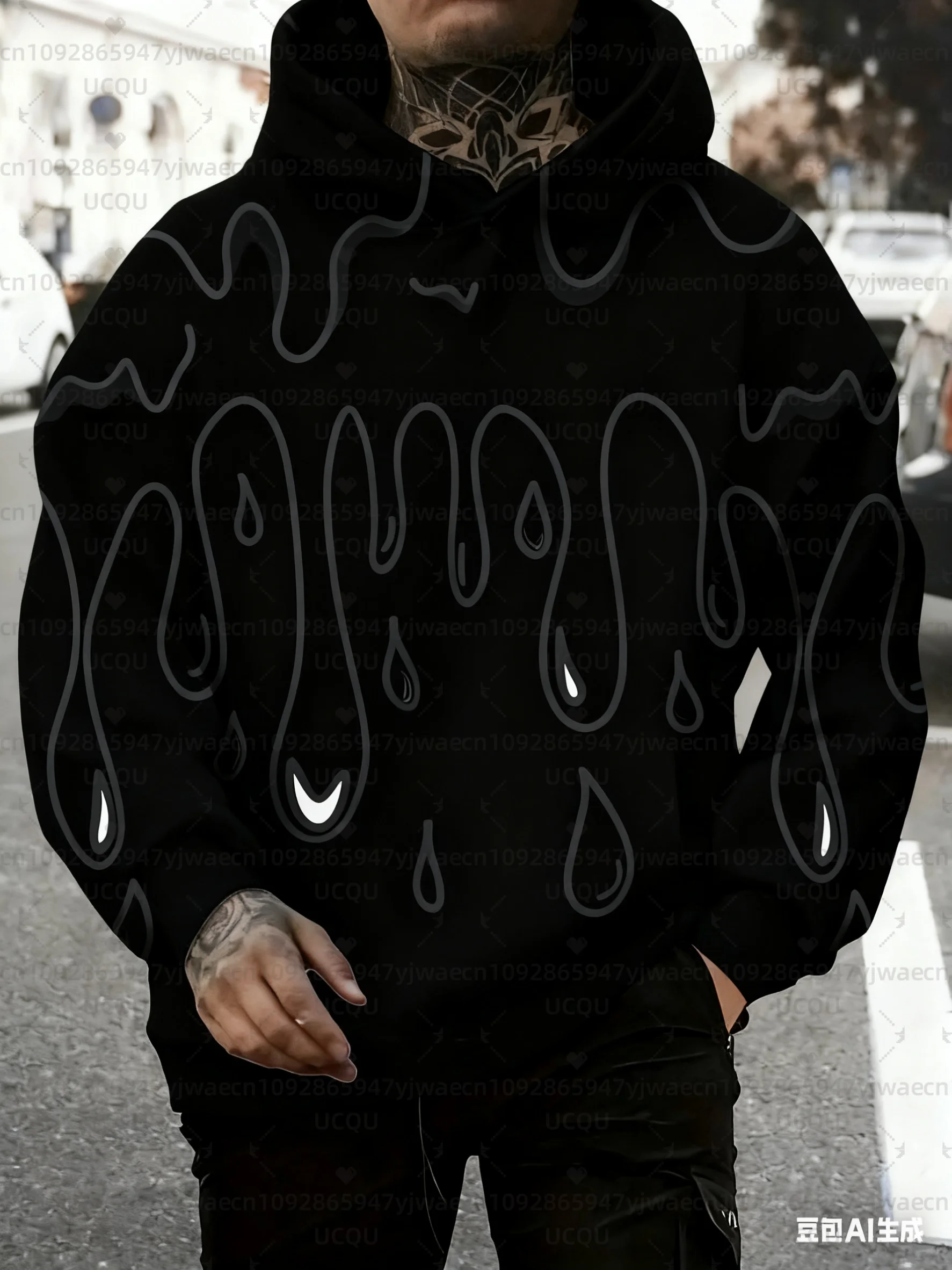 سويت شيرت رجالي بقلنسوة باللون الأخضر النيون والأرجواني، بلوفر بنمط تنقيط سائل يوميًا ورياضة للياقة البدنية في الهواء الطلق، هوديس نسائي #3