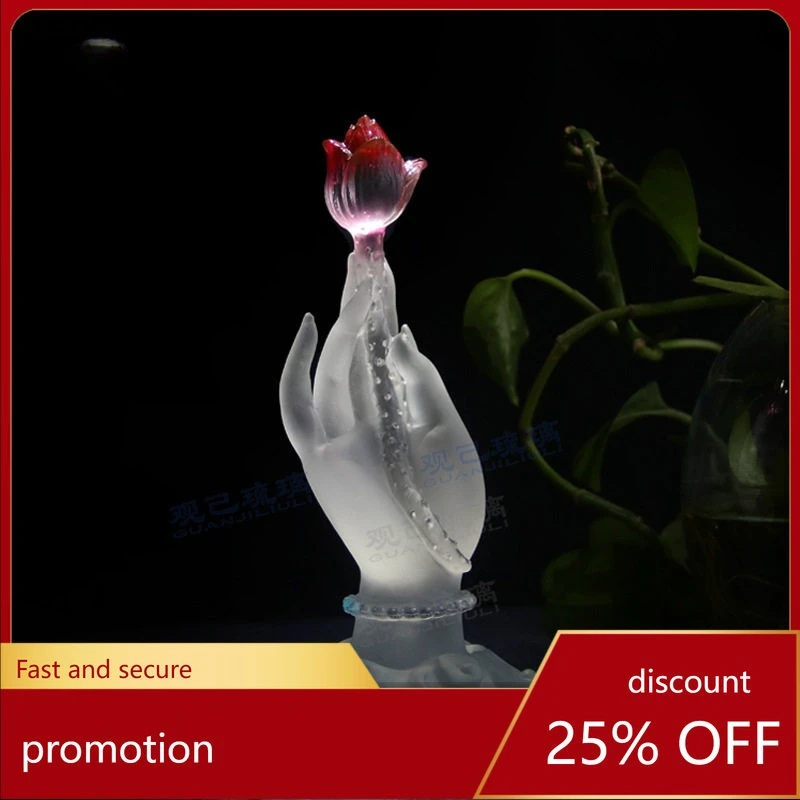 

Cz glazed buddha's hand lotus ornament - living room shrine, altar, home worship supplies, desktop decoration, handicraft