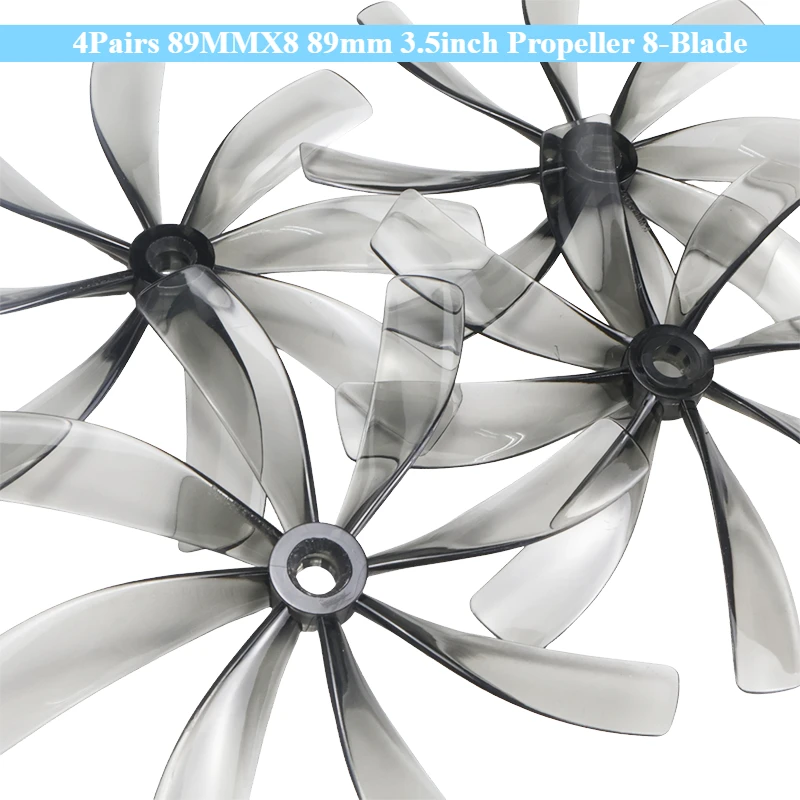 ​4Pairs 89MMX8 89mm 3.5inch Propeller 8-Blade Prop 5mm Shaft CineWhoop ProTek35 for RC FPV Racing Drone Quadcopter Duct DIY