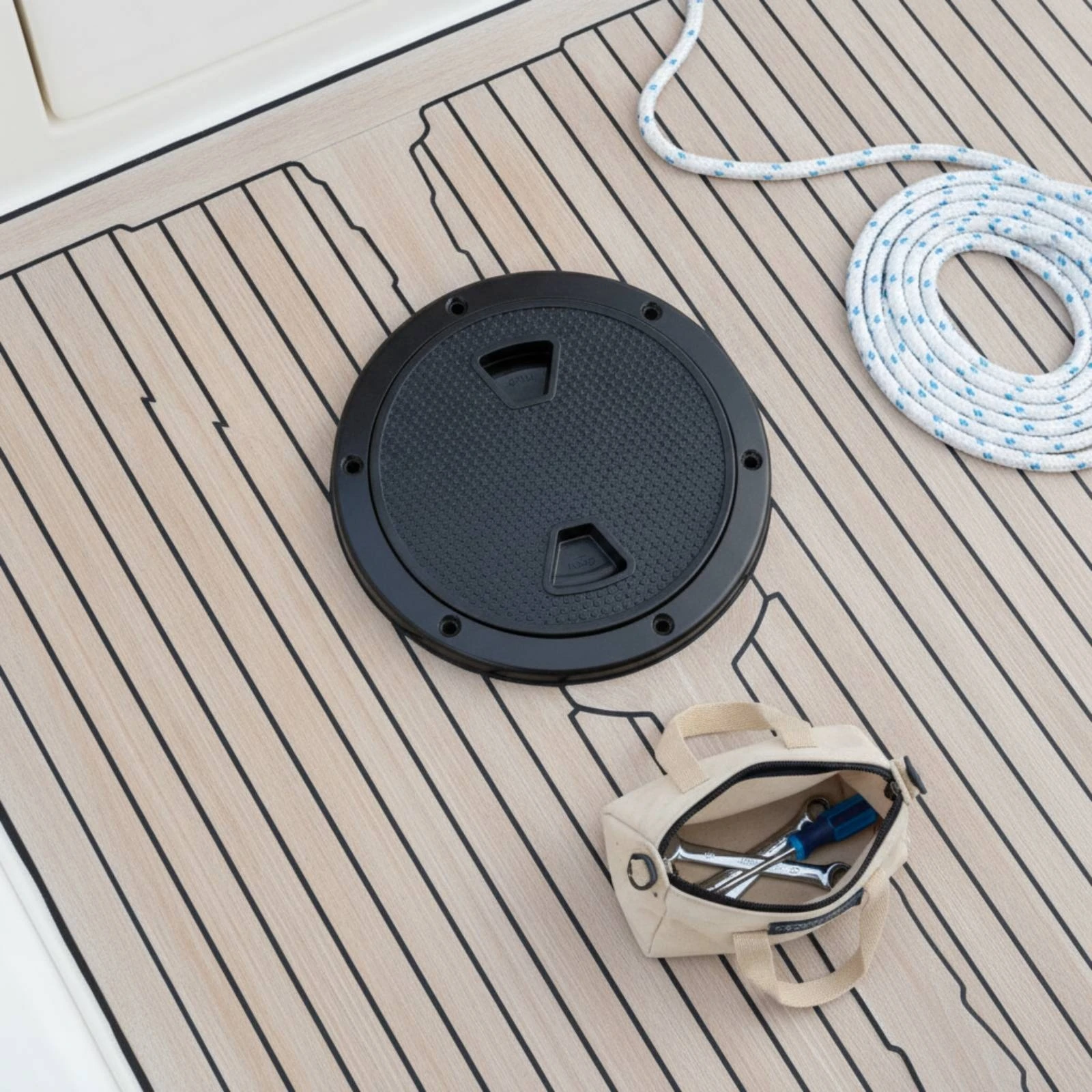 Marine Deck Hatch Cover Sleek Boat Deck Hatch Weatherproof Textured for Inspection Opening, Storage Compartment view 3