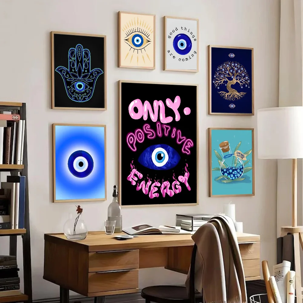 

Evil Eye Abstract Art Self-adhesive Art Poster HD Quality Wall Art Retro Posters For Home Home Decor
