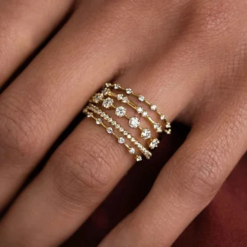 CAOSHI خواتم حفلات الزفاف الأنيقة الرائعة مع زركونيا متعددة الطبقات أنثى فاخرة موضة فنجر اكسسوارات مجوهرات حساسة