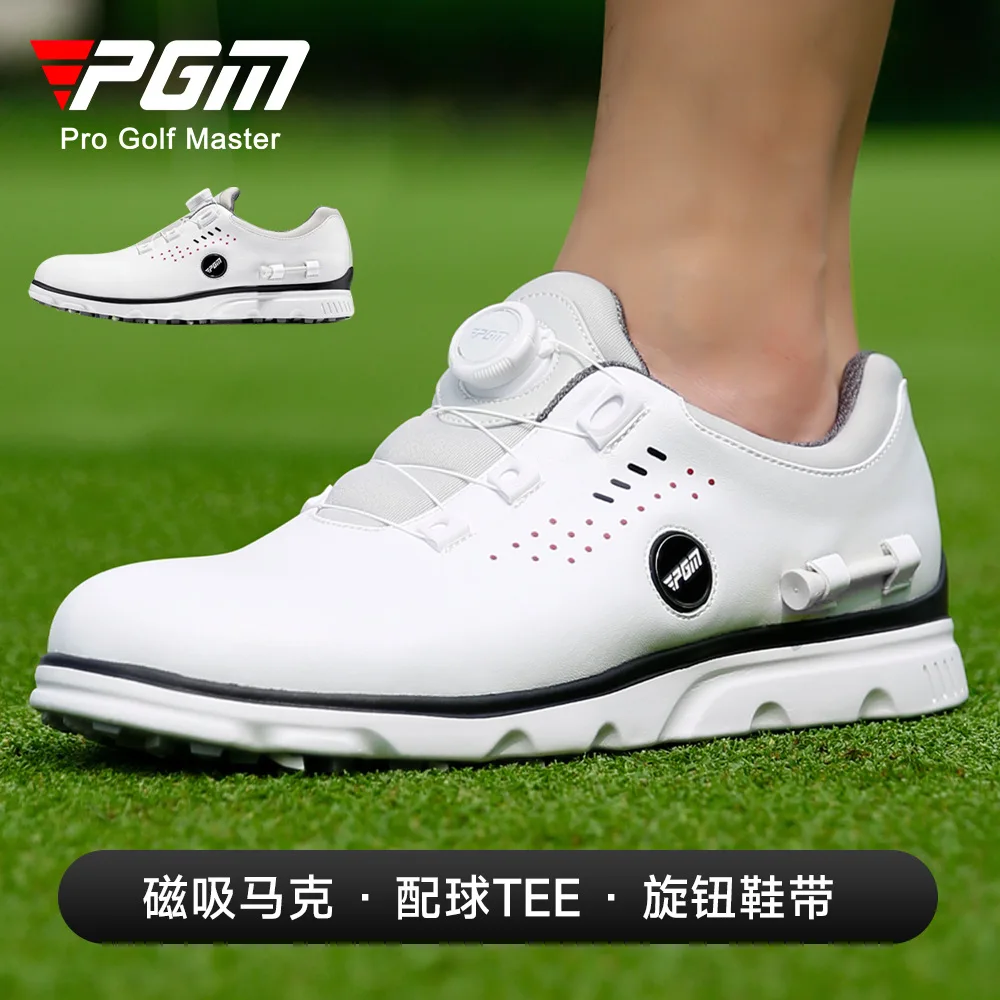 PGM حذاء جولف الرجال الصيف الرجال تنفس أحذية رياضية مقاومة للماء مقبض أربطة الحذاء علامة مغناطيسية مع الكرة TEE XZ302