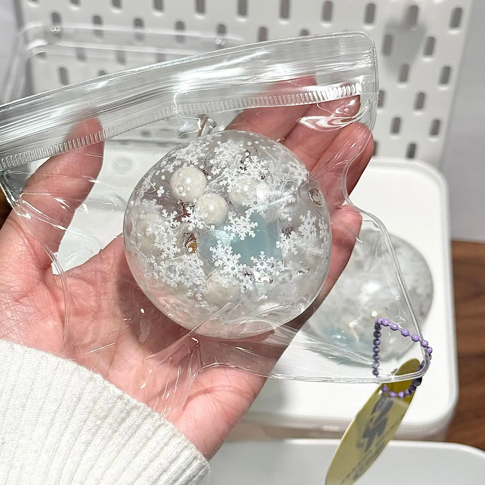 Squishy Winter Snow Maltose Ball Soft Fidget Sensory Toy for ADHD Autism Slow Rebound Squeeze Toy for Adults Christmas Gift view 3