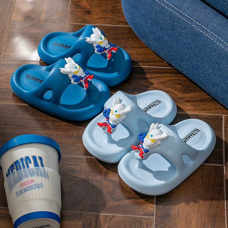 Ultraman Kids Shoes Slippers Shark Flip Flops Soft Cartoon Slipper Women Man Bathroom Sandal EVA Children Shoes Sandals